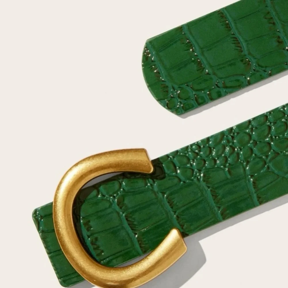 Black vegan leather gold buckle high waisted belt